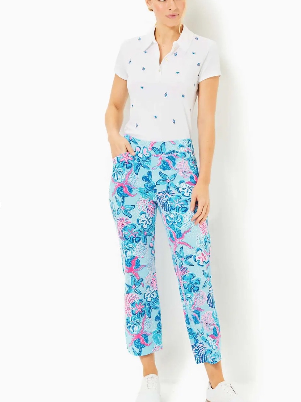 Lilly Pulitzer Luxletic UPF 50 Alston Crop Golf Pant Bahamas Beachcomber Size 6